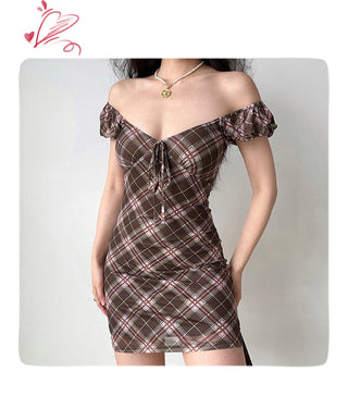 plaid A-line dress