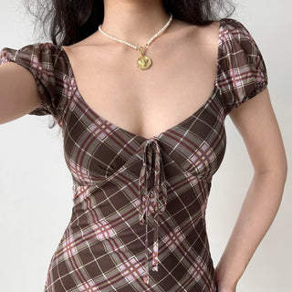 plaid A-line dress
