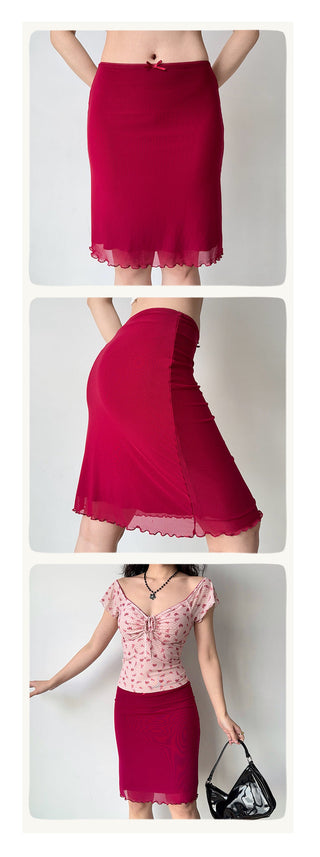 red mesh skirt