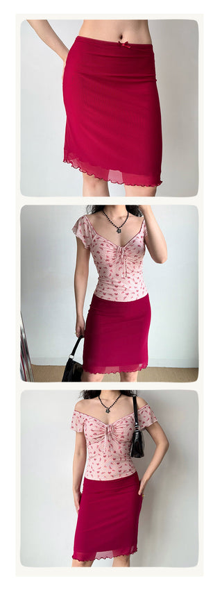 red mesh skirt