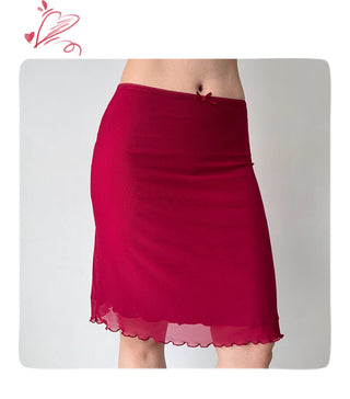 red mesh skirt