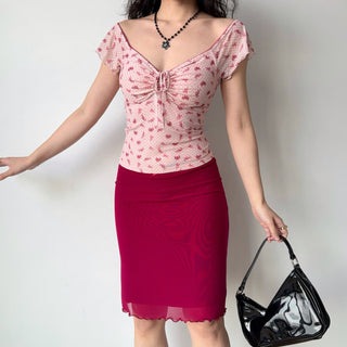 red mesh skirt