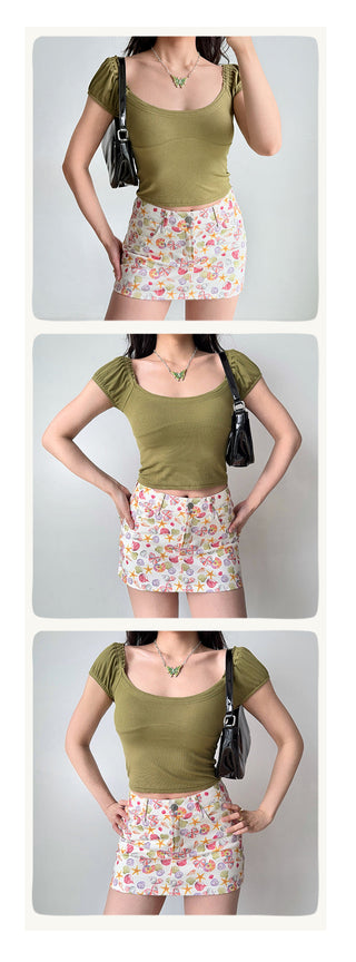 puff U-neck Top