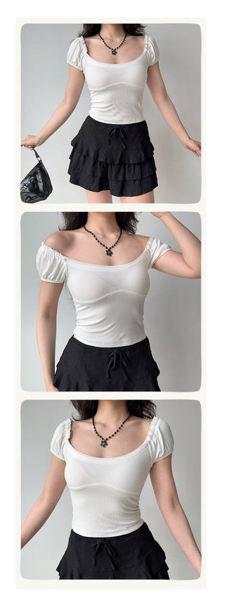 puff U-neck Top