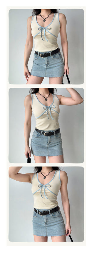 contrast bow Top