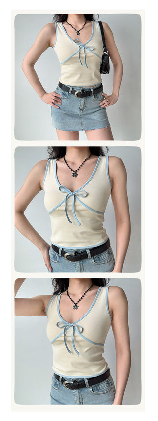 contrast bow Top