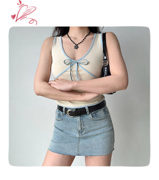 contrast bow Top