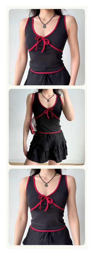 contrast bow Top