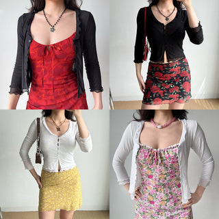 gauzy cardigan set