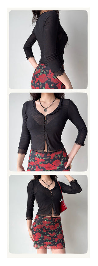 gauzy cardigan set