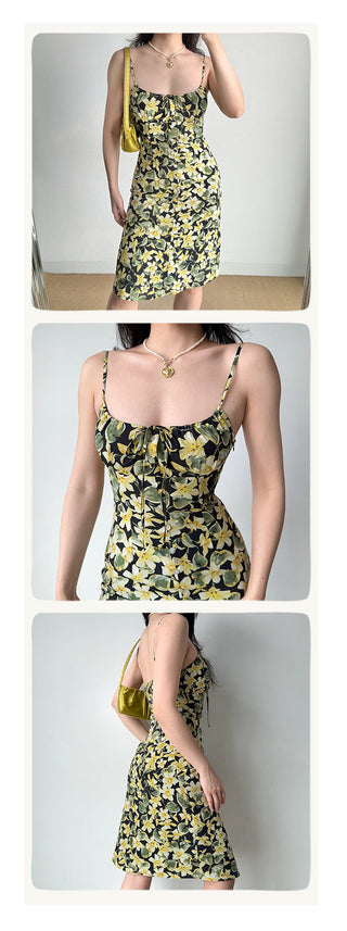 printed suspender skirt