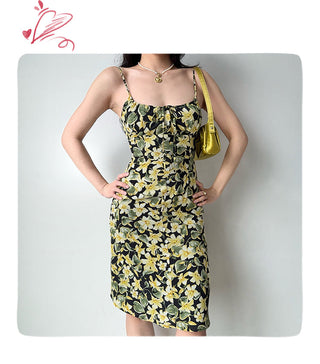 printed suspender skirt