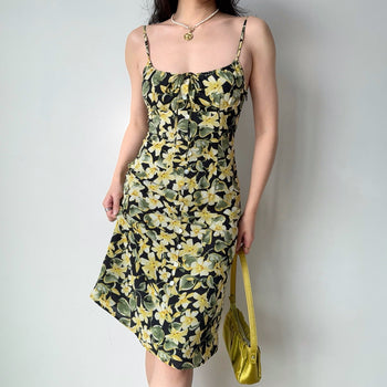printed suspender skirt