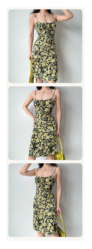 printed suspender skirt