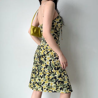 printed suspender skirt