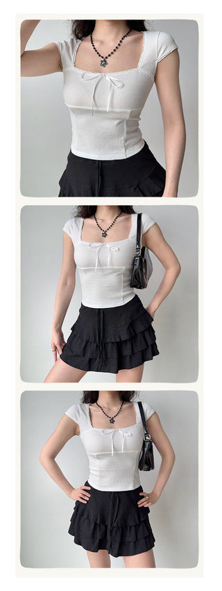 square collar Top
