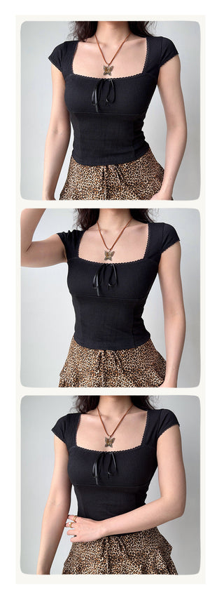 square collar Top