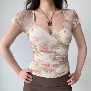 mesh V-neck top