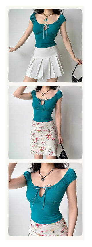 cutout U-collar top