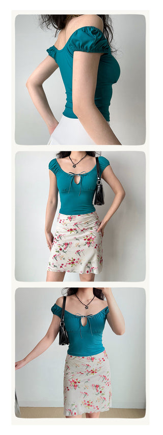 cutout U-collar top