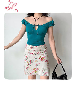 cutout U-collar top