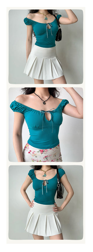 cutout U-collar top