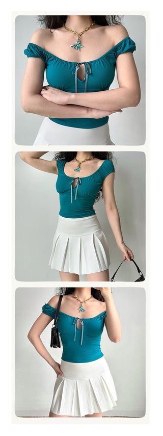 cutout U-collar top