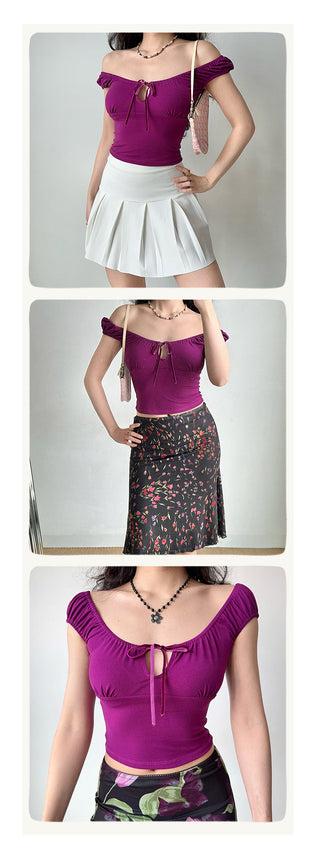 cutout U-collar top
