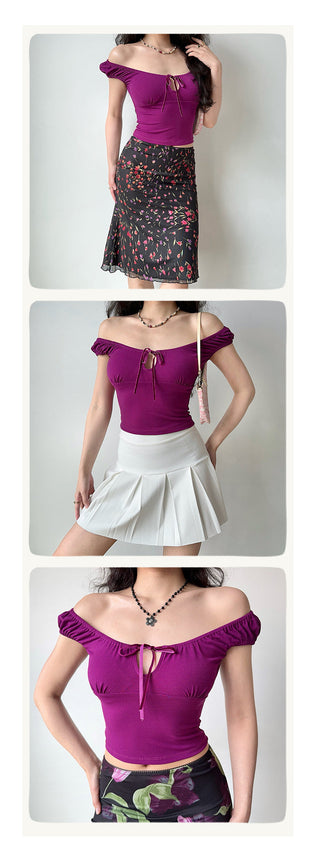 cutout U-collar top
