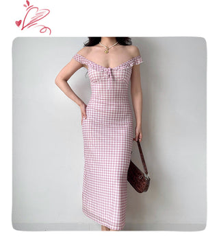 pink suspender dress