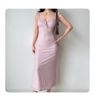 pink suspender dress