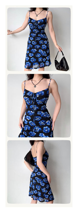 blue suspender skirt