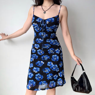 blue suspender skirt