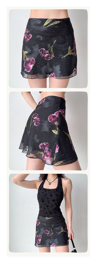 flower mesh skirt