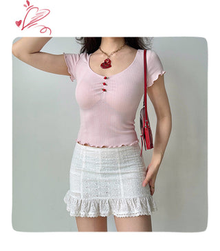 hollow embroidered skirt