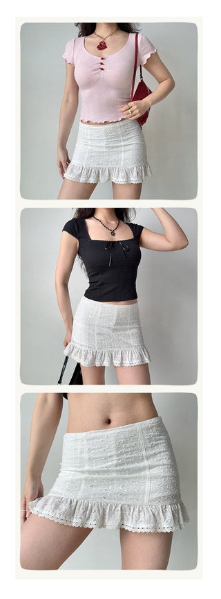 hollow embroidered skirt