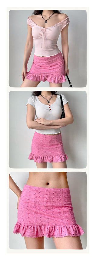 hollow embroidered skirt