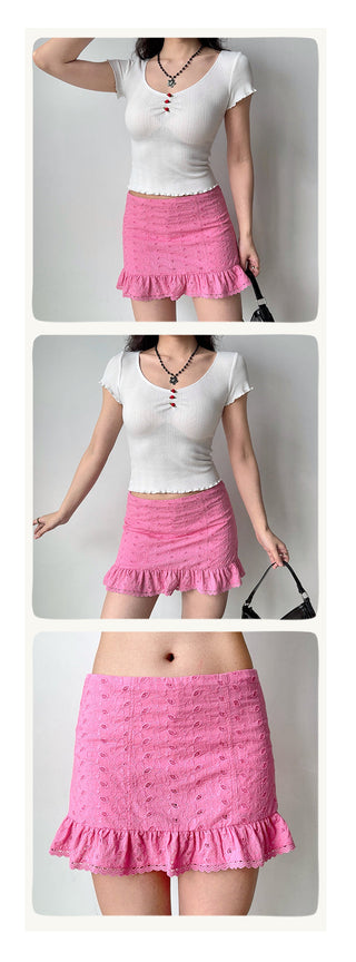 hollow embroidered skirt