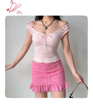hollow embroidered skirt