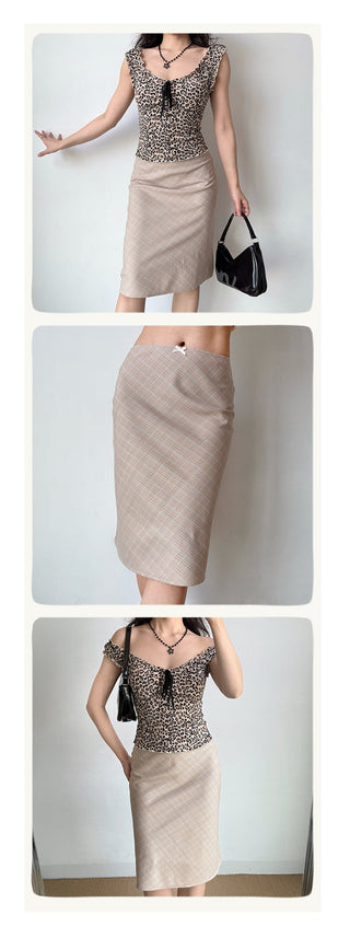 plaid midi skirt