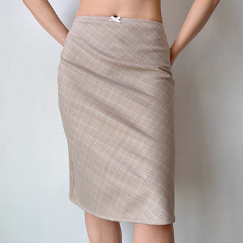 plaid midi skirt