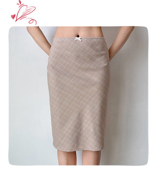 plaid midi skirt
