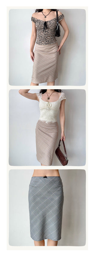 plaid midi skirt