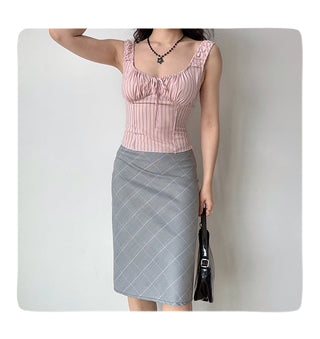 plaid midi skirt