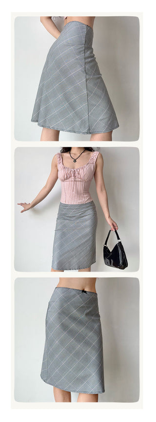 plaid midi skirt