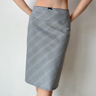 plaid midi skirt