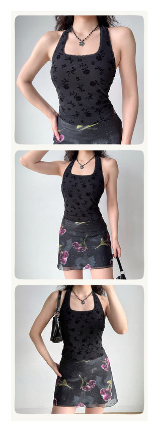 flocking halter Top