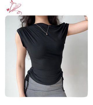 off-shoulder drawstring top