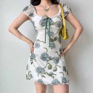 U-collar print dress
