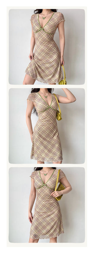 plaid A-line dress